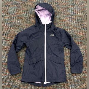 REI Kids Gray/Lilac Raincoat with Hood